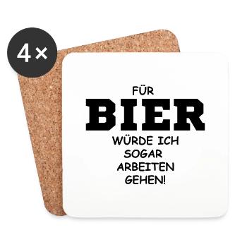 bier_arbeiten - Untersetzer (4er-Set) - Weiß - Vorne