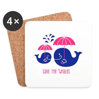 Sauver les baleines-Protège la baleine sauvez les - Dessous de verre (lot de 4) - blanc - Devant