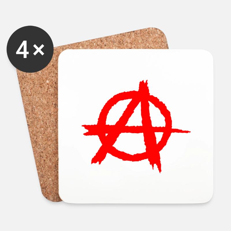Anarchie / anarchy Schattenbildsymbol in rot - Untersetzer (4er-Set) - Weiß