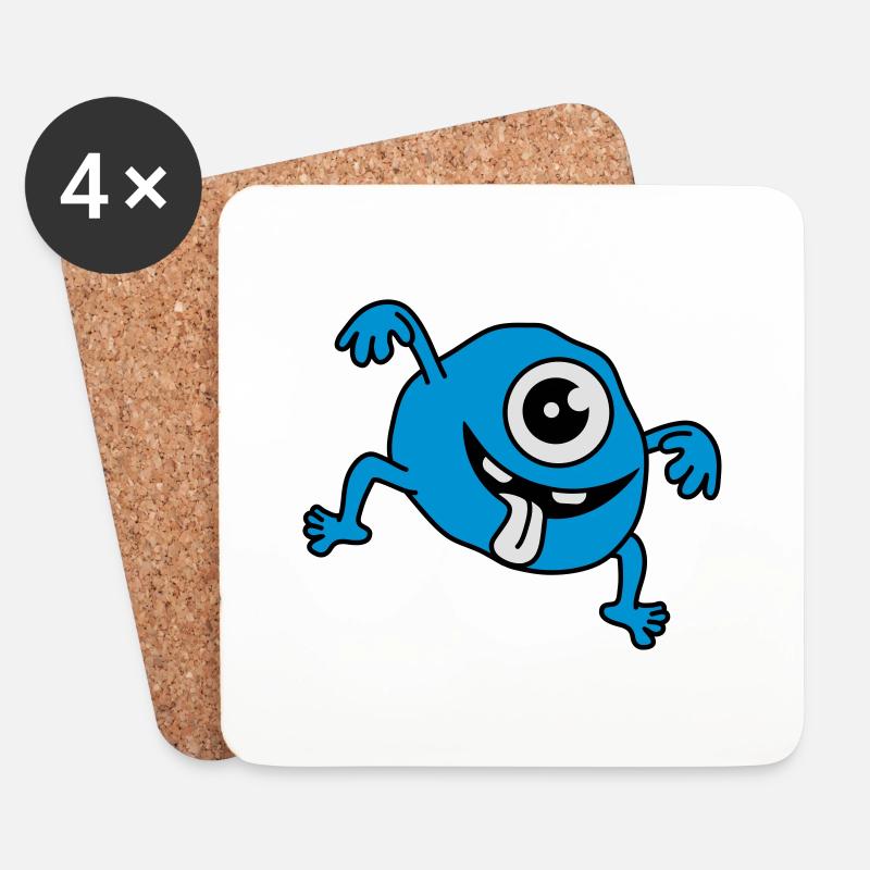 Funny Monster - Untersetzer (4er-Set) - Weiß