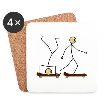 Skateboard Fun - Untersetzer (4er-Set) - Weiß - Vorne