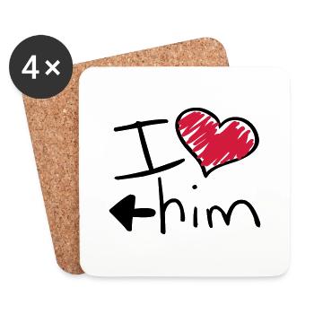 i_love_him_va2 - Dessous de verre (lot de 4) - blanc - Devant