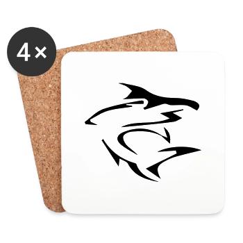 Requin Tribal - Dessous de verre (lot de 4) - blanc - Devant