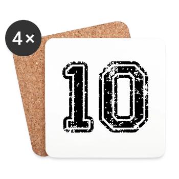 10 - Nummer - Untersetzer (4er-Set) - Weiß - Vorne