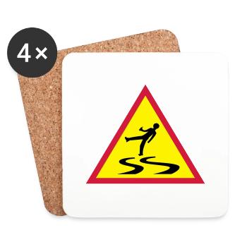 Warnung! Betrunkener Narr - Untersetzer (4er-Set) - Weiß - Vorne