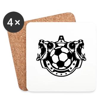 Fußball Bär Logo offenes Maul Zeichnung - Untersetzer (4er-Set) - Weiß - Vorne