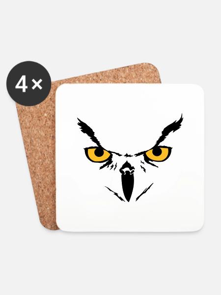 Owl face - Untersetzer (4er-Set) - Weiß