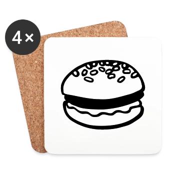 hamburger burger usa food retro design - Dessous de verre (lot de 4) - blanc - Devant