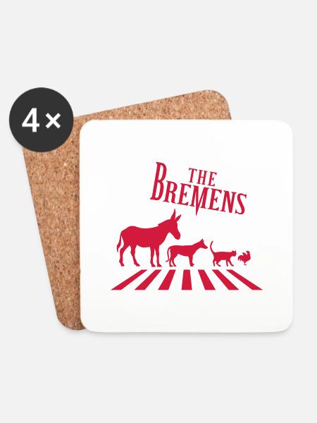 Bremer Stadtmusikanten - Untersetzer (4er-Set) - Weiß