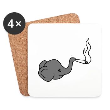 elefant kopf bekiffter kiffen joint stoned weed ca - Untersetzer (4er-Set) - Weiß - Vorne