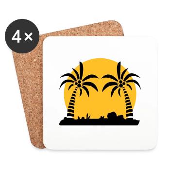 island_palm_sunset_ve2 - Coasters (set of 4) - white - Front