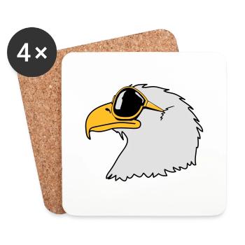 Drôle oiseau cool lunettes de soleil d'aigle - Dessous de verre (lot de 4) - blanc - Devant