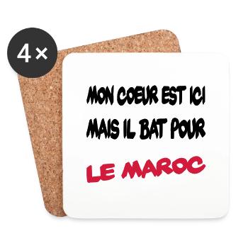 Mon coeur bat pour le Maroc - Untersetzer (4er-Set) - Weiß - Vorne