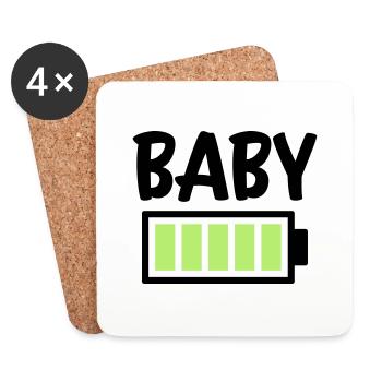Baby - Akku voll - Untersetzer (4er-Set) - Weiß - Vorne