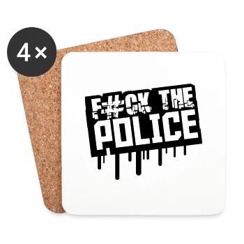 Fuck The Police Graffiti Stempel - Coasters (set of 4) - white - Front