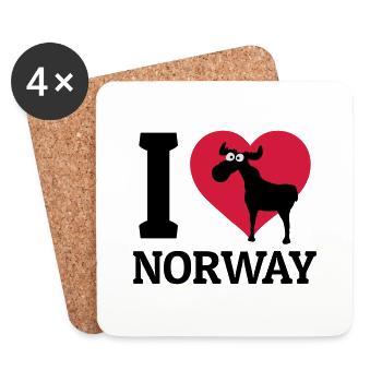 I love Norway - Dessous de verre (lot de 4) - blanc - Devant