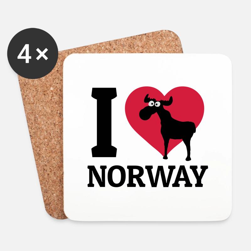 I love Norway - Untersetzer (4er-Set) - Weiß