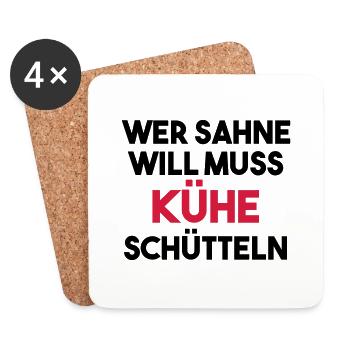 Who wants cream must shake cows gift - Coasters (set of 4) - white - Front