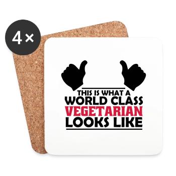 world class vegetarian - Coasters (set of 4) - white - Front