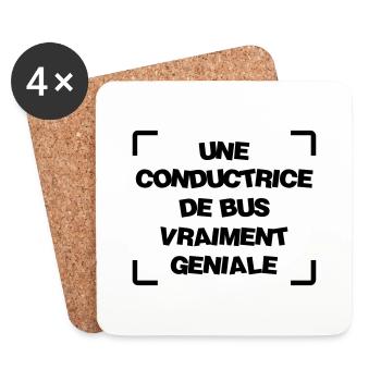 Bus / Conducteur / Chauffeur / Machiniste / Car - Dessous de verre (lot de 4) - blanc - Devant