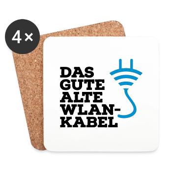 WLAN Kabel Computer Shirt - Untersetzer (4er-Set) - Weiß - Vorne