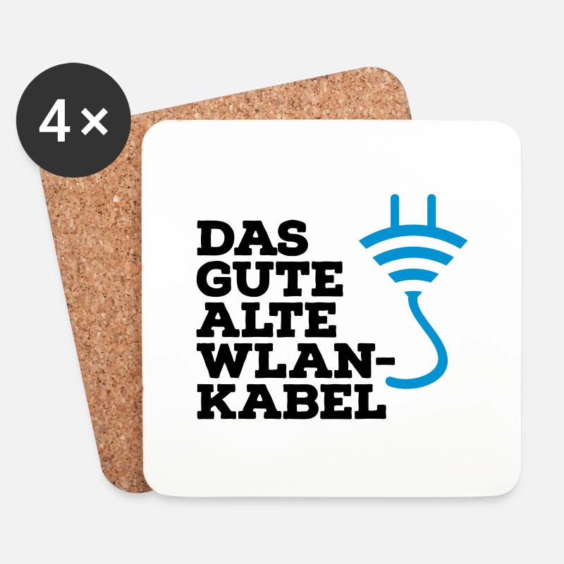 WLAN Kabel Computer Shirt - Untersetzer (4er-Set) - Weiß