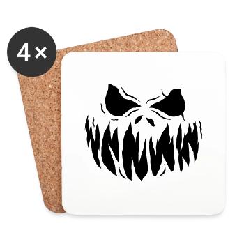 Halloween Pumking Horror Face - Coasters (set of 4) - white - Front
