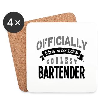 bartender officially the worlds coolest - Coasters (set of 4) - white - Front