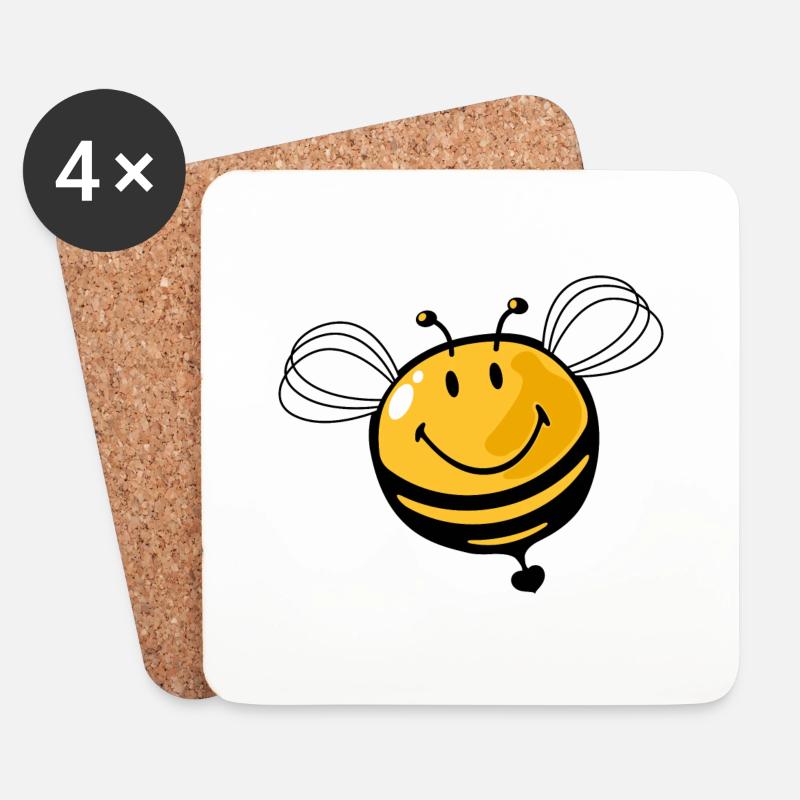 Smiley Bee - Untersetzer (4er-Set) - Weiß