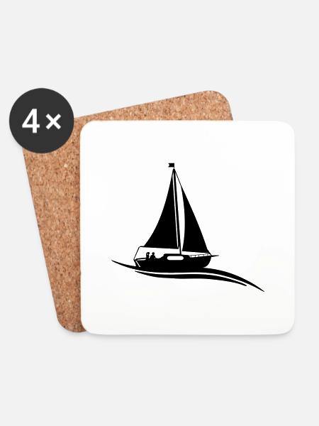 Segelboot Welle - Untersetzer (4er-Set) - Weiß