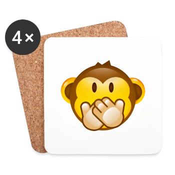 Smiley Monkey -No Saying- - Untersetzer (4er-Set) - Weiß - Vorne