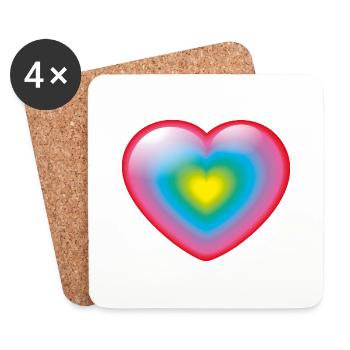 Smiley Rainbow Heart - Coasters (set of 4) - white - Front
