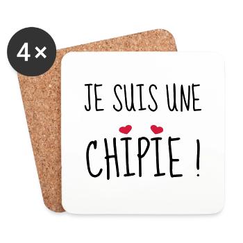 Je suis une chipie ! Naissance - Bébé - Fille - Dessous de verre (lot de 4) - blanc - Devant
