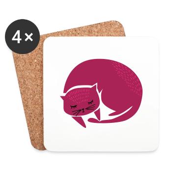 doux chat endormi - Dessous de verre (lot de 4) - blanc - Devant