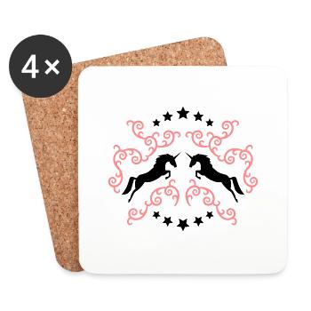 Jumping Unicorns -Springende Einhörner - Untersetzer (4er-Set) - Weiß - Vorne