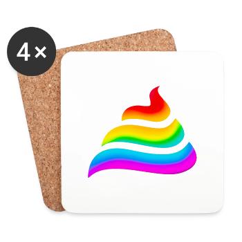 Einhorn, Kacke, Regenbogen, Scheiße, Festival, - Untersetzer (4er-Set) - Weiß - Vorne