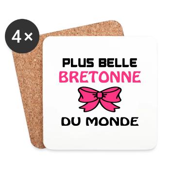 Bretagne / Breton / Bretonne / Normandie / Papa / - Dessous de verre (lot de 4) - blanc - Devant