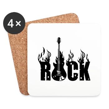 rock guitare electrique flamme mot musiq - Dessous de verre (lot de 4) - blanc - Devant
