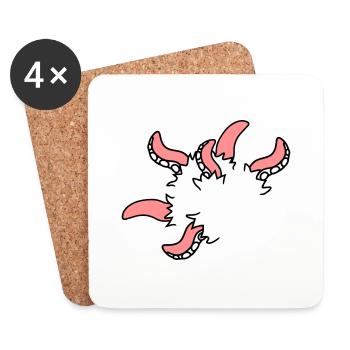 Monster octopus squid tentacles break free - Coasters (set of 4) - white - Front