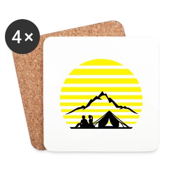 Freitzeit - Zelten und Berge - Untersetzer (4er-Set) - Weiß - Vorne