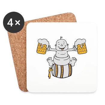 fass bier saufen alkohol glas krug dur - Untersetzer (4er-Set) - Weiß - Vorne