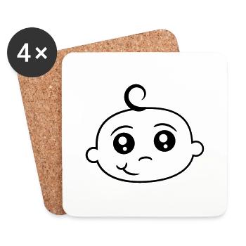 head face happy running cute cute diaper kid baby - Coasters (set of 4) - white - Front