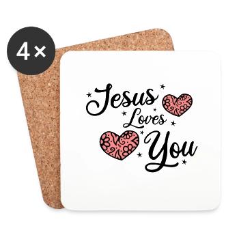 Jésus vous aime - Dessous de verre (lot de 4) - blanc - Devant