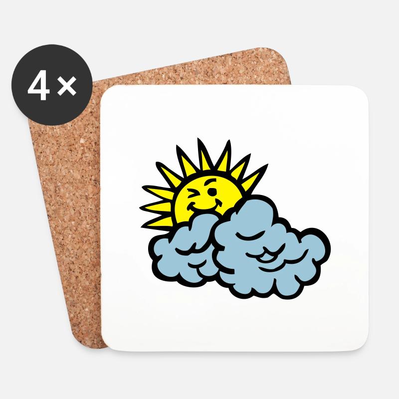 Wolke Lächeln Sonne - Untersetzer (4er-Set) - Weiß