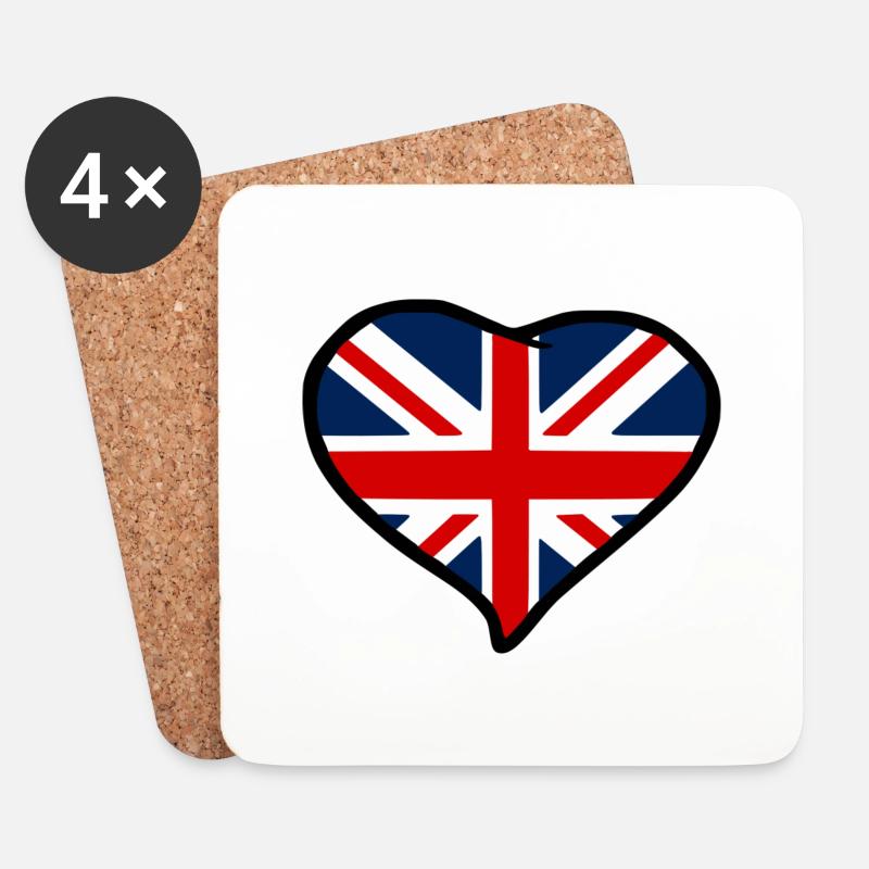 England Flagge - Untersetzer (4er-Set) - Weiß