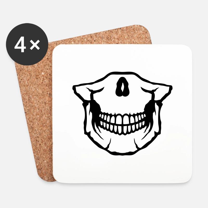 cranio basso cranio testa di morte - Sottobicchieri (set da 4 pezzi) - bianco