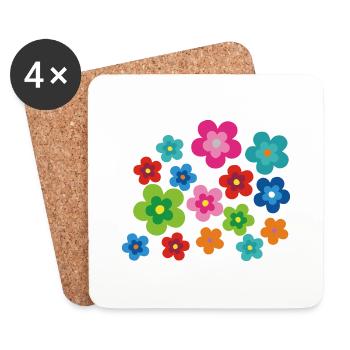 Hippie Fleurs Flower Power Gift Années 70 Amour - Dessous de verre (lot de 4) - blanc - Devant