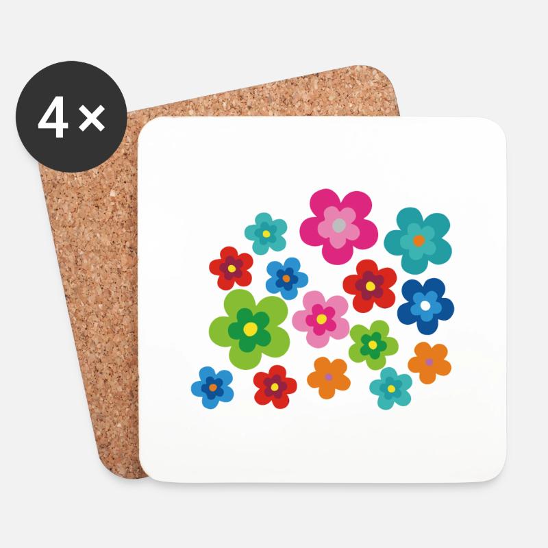Hippie Blumen Flower Power Geschenk 70er Love - Untersetzer (4er-Set) - Weiß