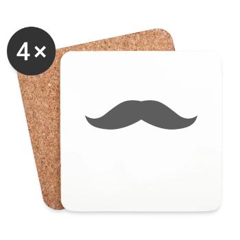 Mustache 17, mustache, beard, funny beard - Coasters (set of 4) - white - Front