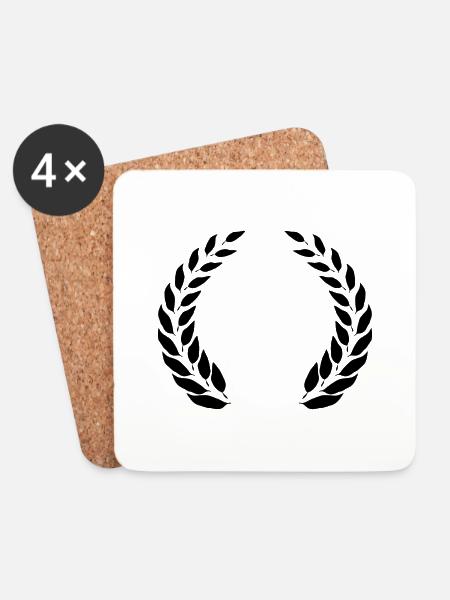 Lorbeerkranz Design - Untersetzer (4er-Set) - Weiß